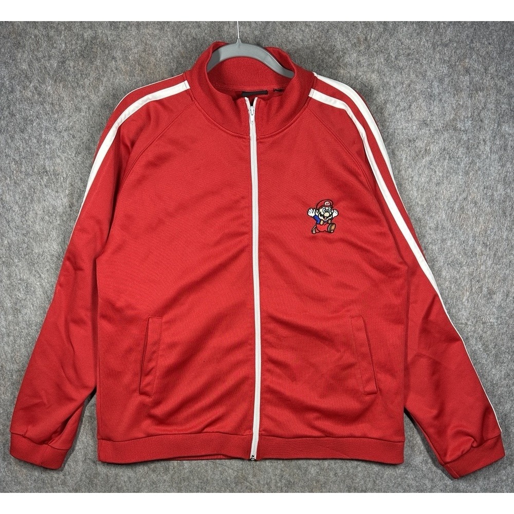 Vintage 2003 Nintendo Power Mario Track Jacket Mens XL Red Y2K Gaming